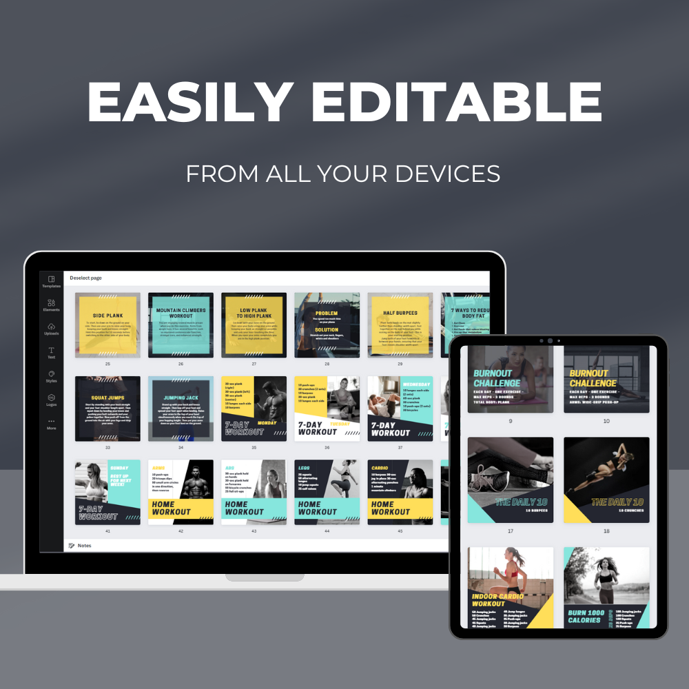 All templates are easily editable. Match templates with your brand by changing any color, font, image, or element in seconds. Share on social media and see your business growing!
