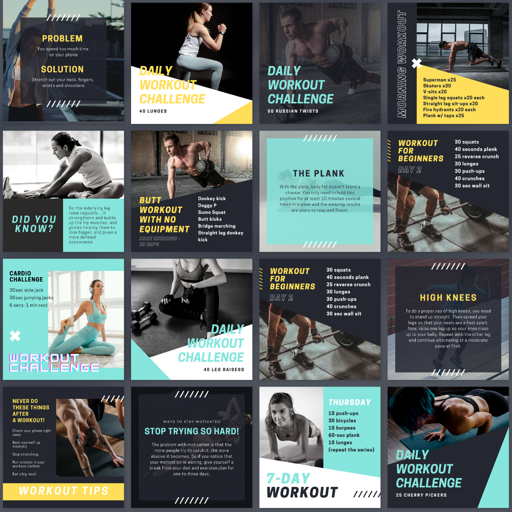 Home workout posts | Social media templates.