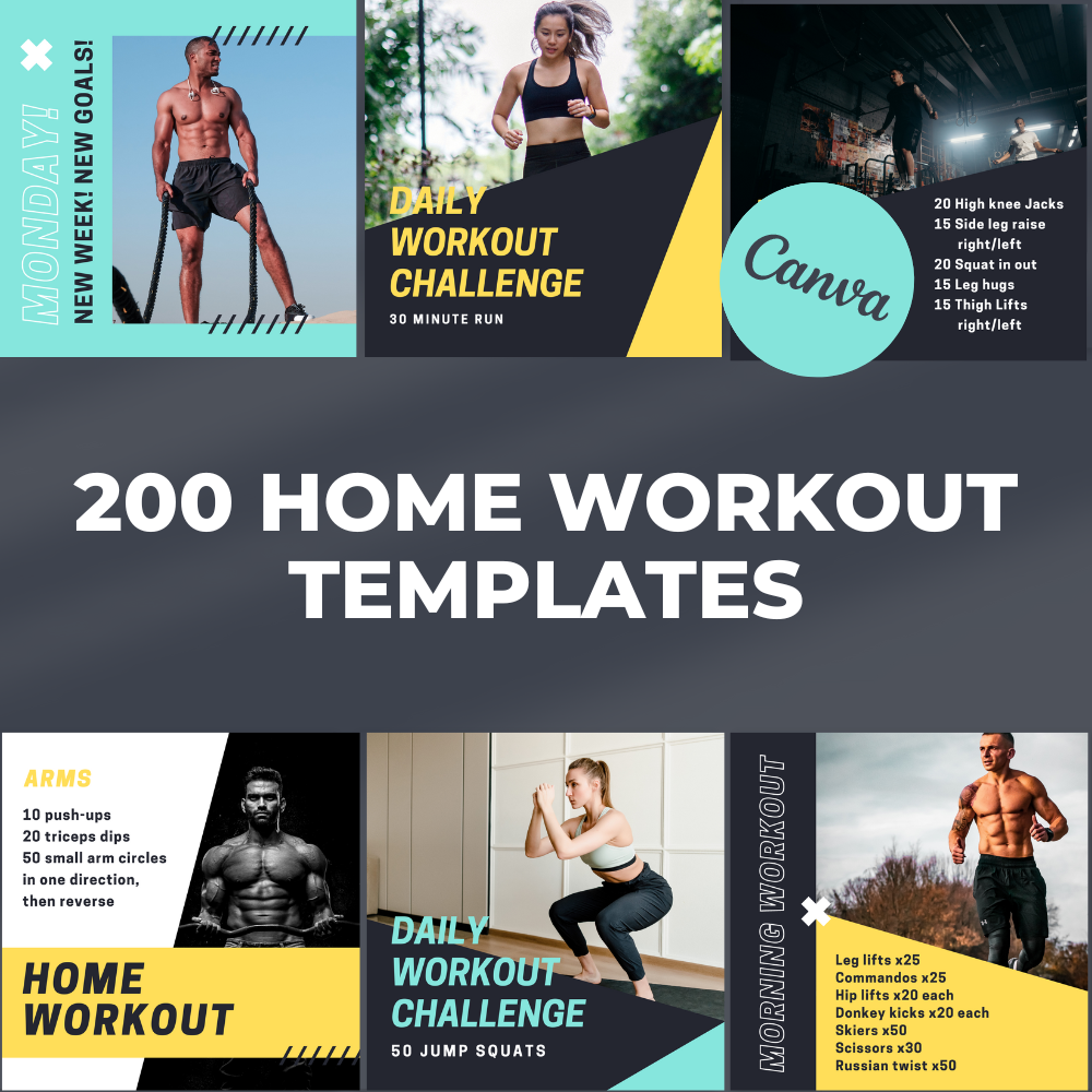 200 home workout templates for Personal Trainers, Gyms, and all Fitness Professionals.