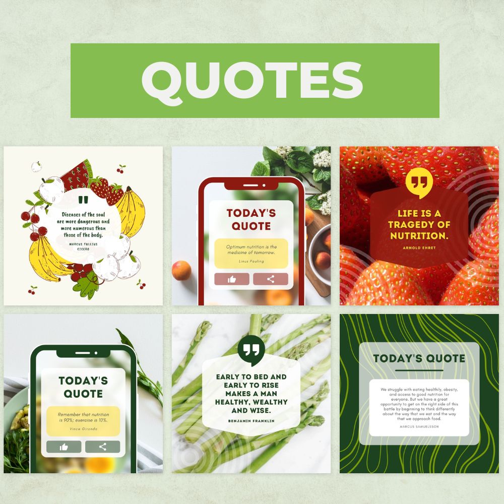 100 Motivating Nutrition Quotes that will encourage your clients to prioritize their health and wellness.